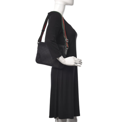 Gucci Monogram Web Small Flat Messenger Crossbody Black 2 of 13