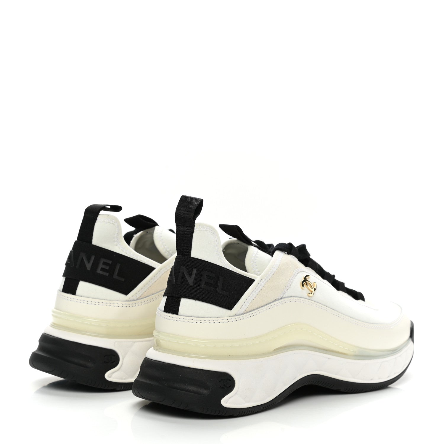 Chanel Velvet Calfskin Mixed Fibers CC Sneakers 41 Ivory Black 4 of 9