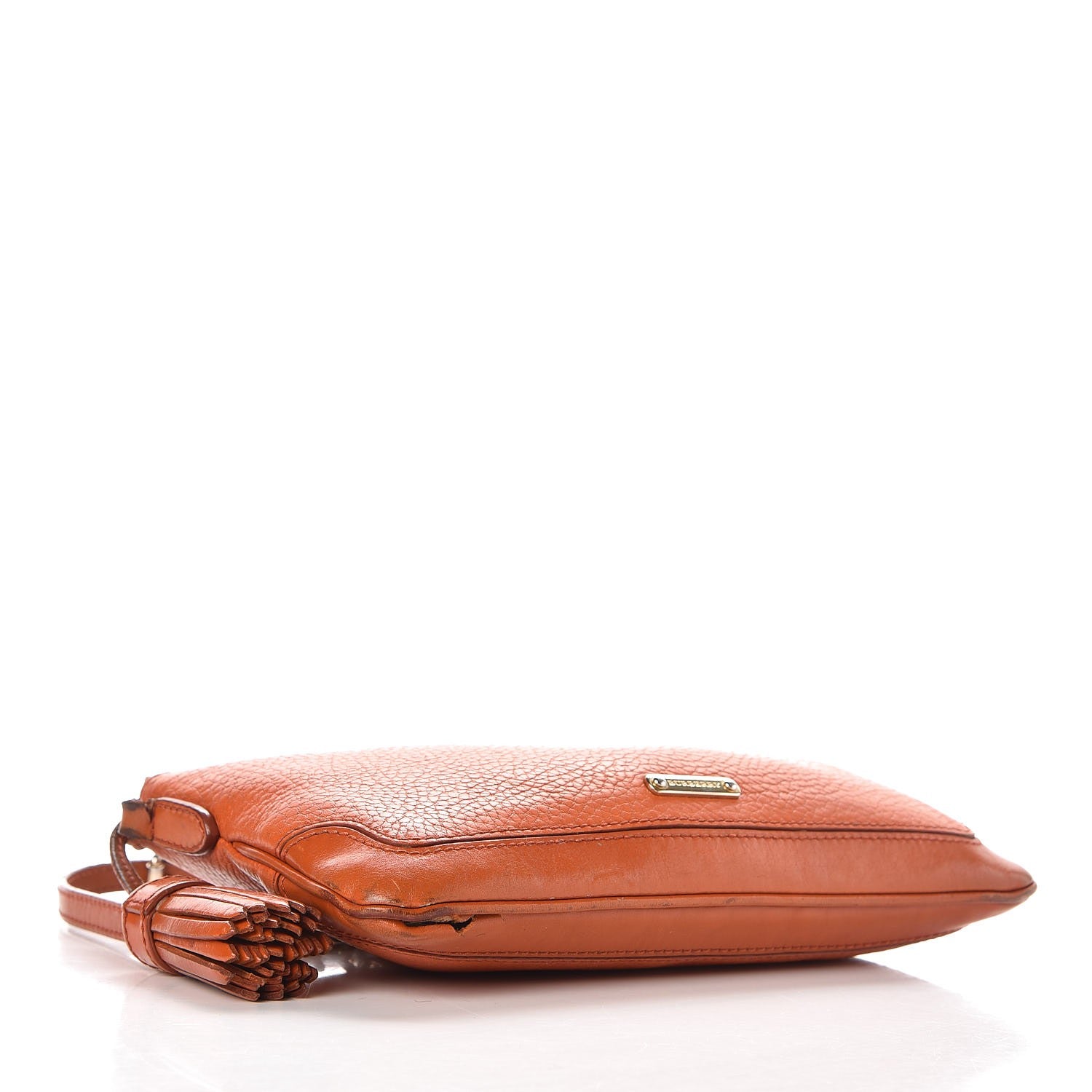 Burberry Signature Grain Calfskin Tassel Peyton Crossbody Clutch Bag Orange 4 of 17