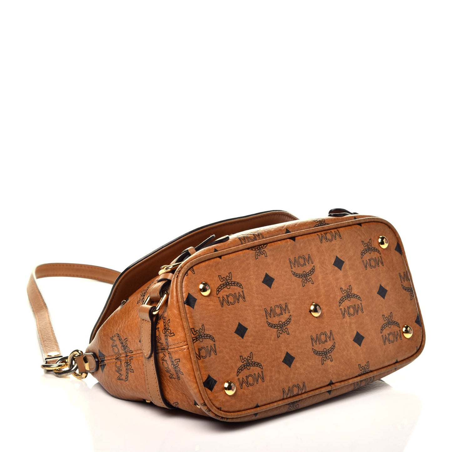 Visetos Studded Crossbody Flap Messenger Cognac