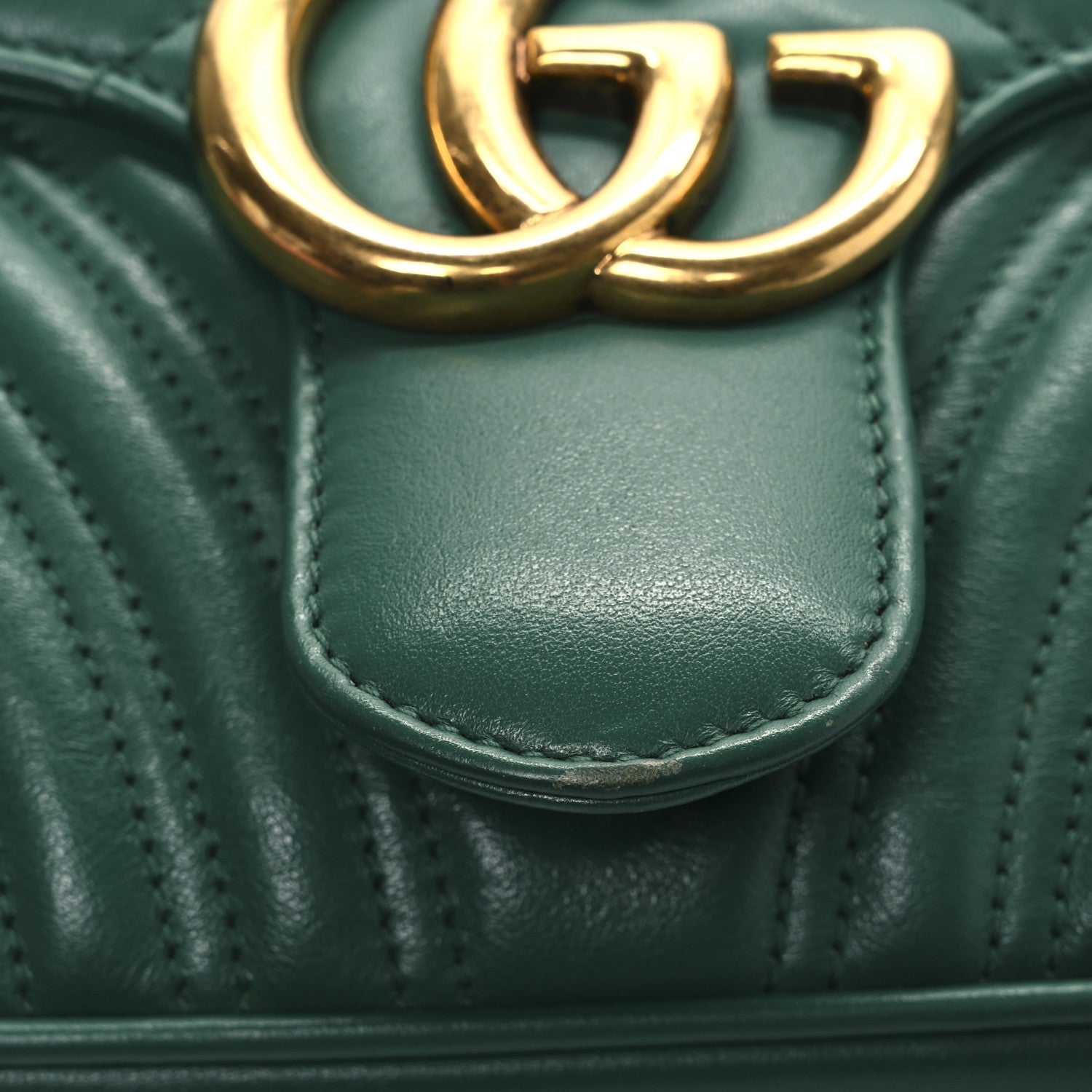 Gucci Calfskin Matelasse Small GG Marmont Shoulder Bag Emerald Green 12 of 13