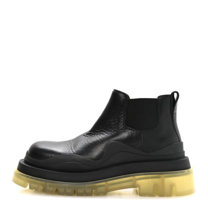 Bottega Veneta Calfskin The Tire Cropped Chelsea Short Boots 37 Black Transparent 1 of 7