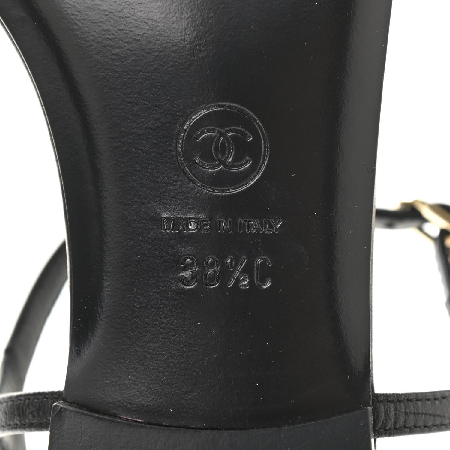 Chanel Calfskin Pearl Crystal CC Charm Thong Sandals 38.5 Black 4 of 9