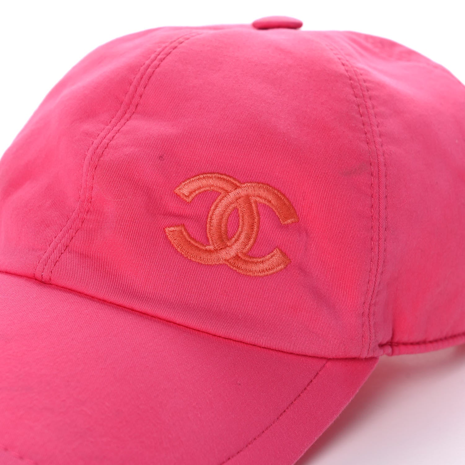 Chanel Cotton CC Cap Hat Fuchsia Orange 8 of 8