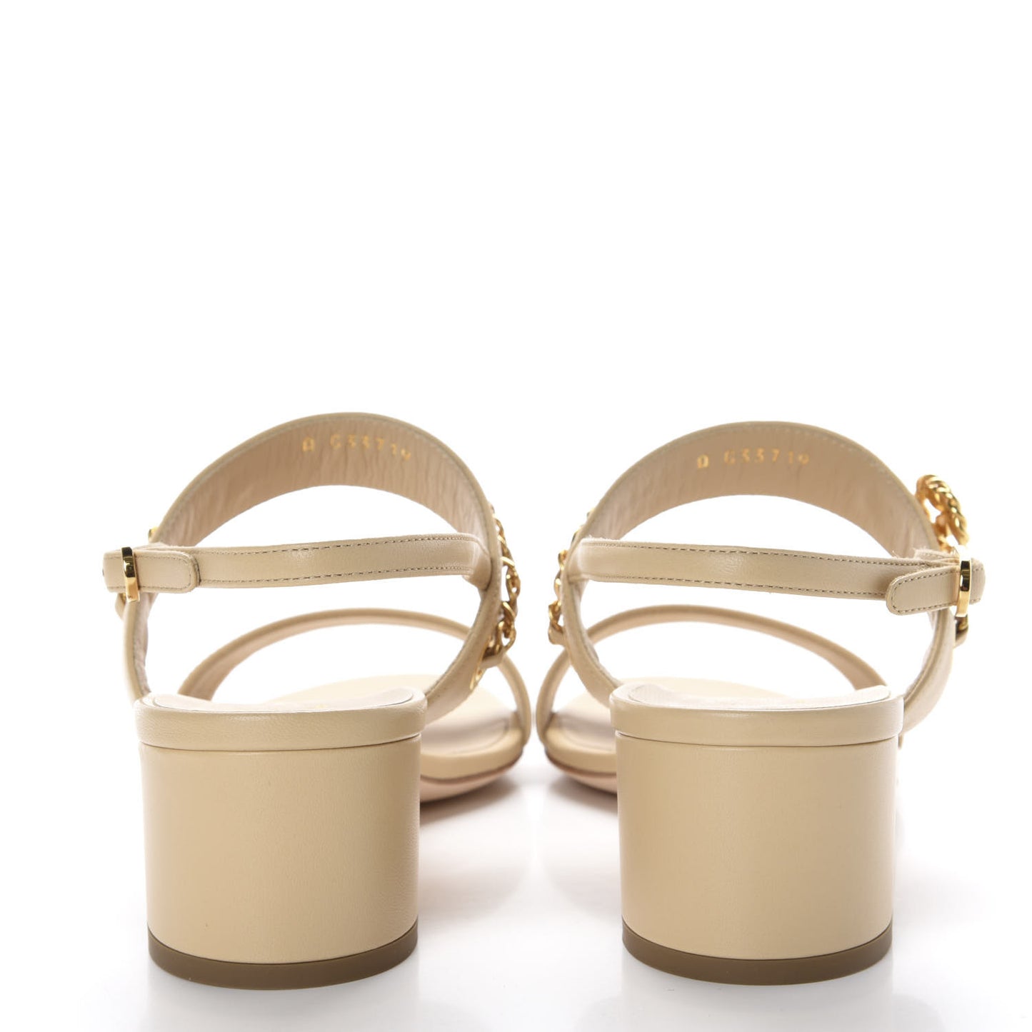 Lambskin Chain Clover Sandals 38.5 Beige