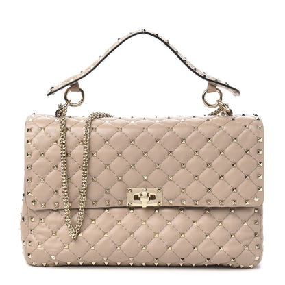 Valentino Garavani Nappa Large Rockstud Spike Shoulder Bag Soft Noisette 1 of 9
