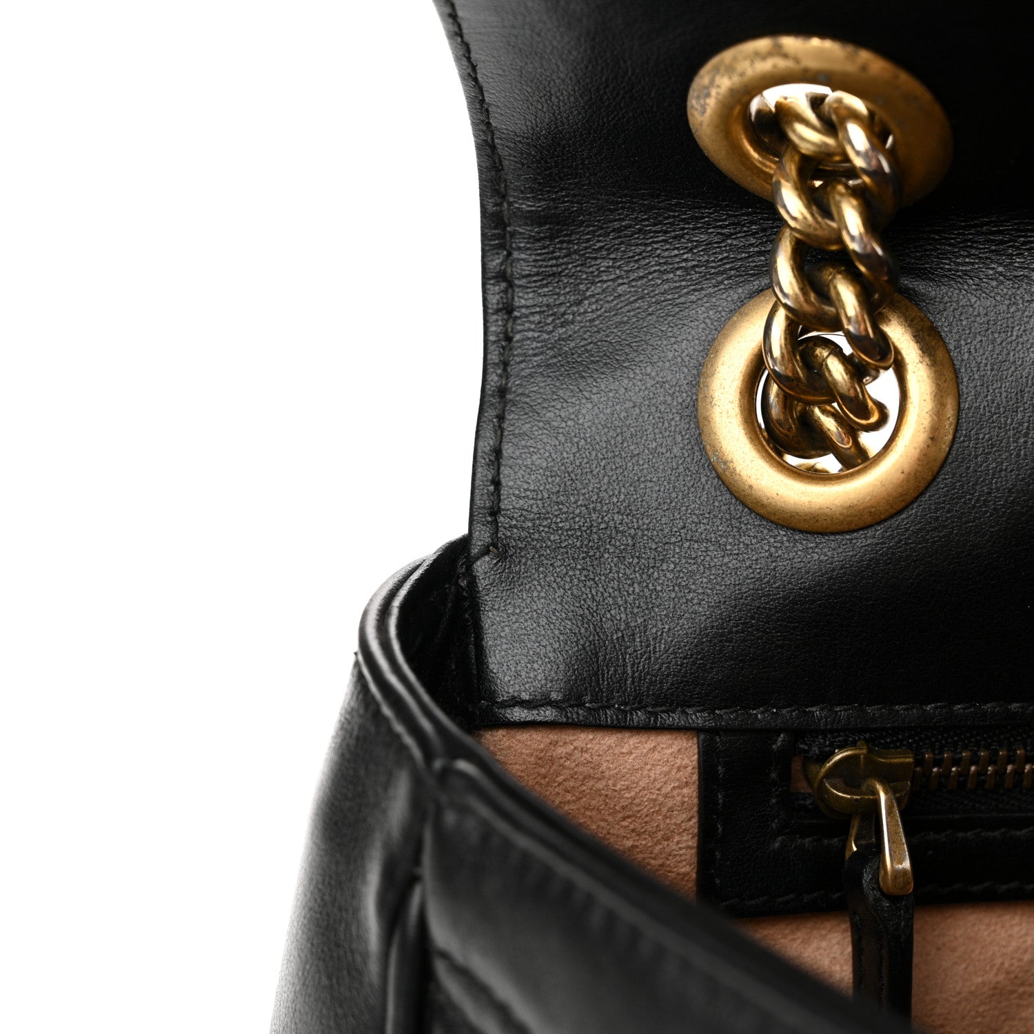 Gucci Calfskin Matelasse Small GG Marmont Shoulder Bag Black 12 of 16