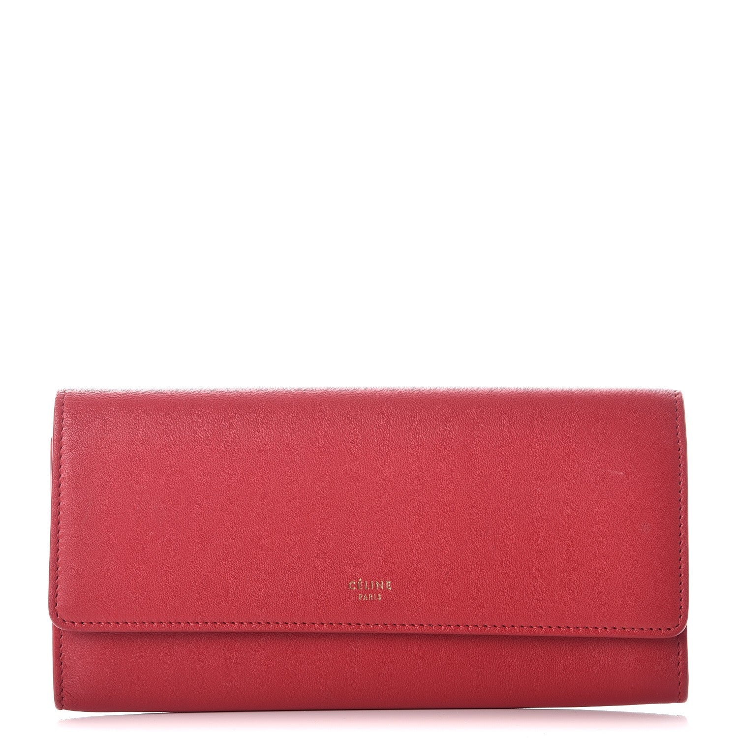 Celine Smooth Calfskin Large Flap Wallet Red 1 of 7