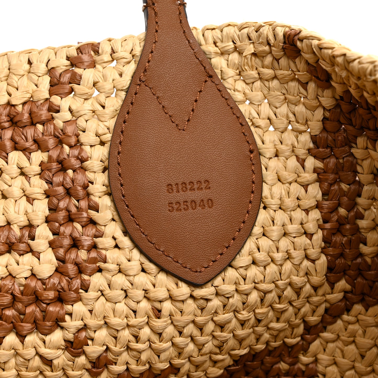 Raffia Woven Monogram Jumbo Medium Tote Natural Brown