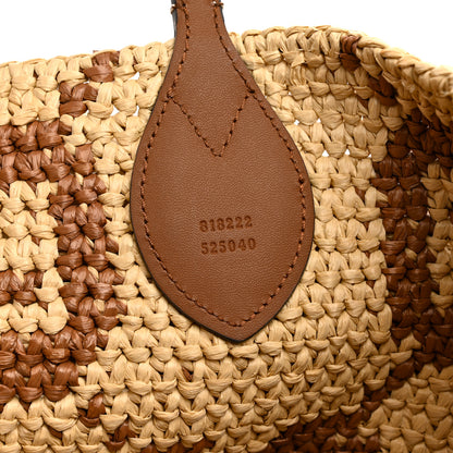 Gucci Raffia Woven Monogram Jumbo Medium Tote Natural Brown 7 of 10