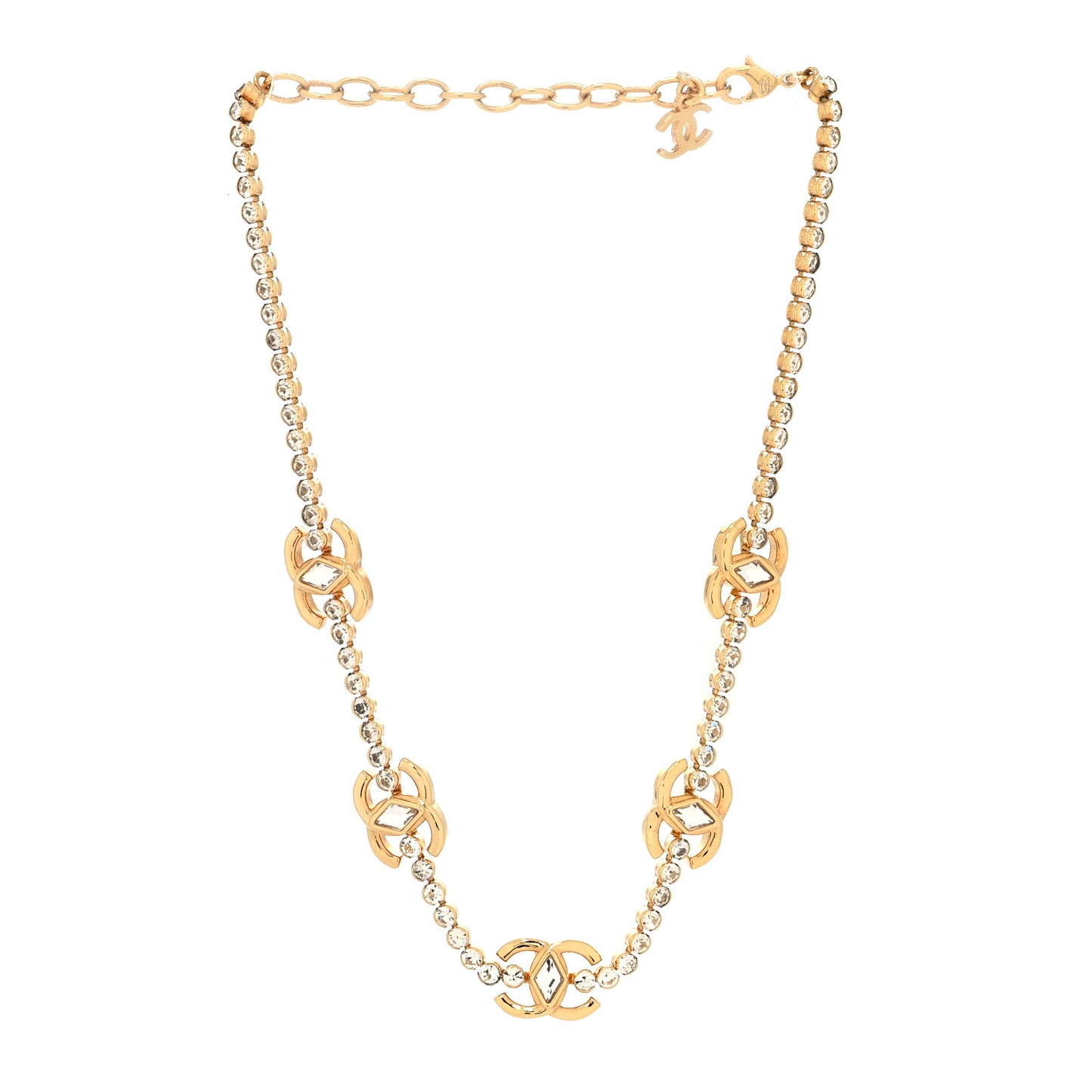 Metal Crystal CC Marquise Choker Gold