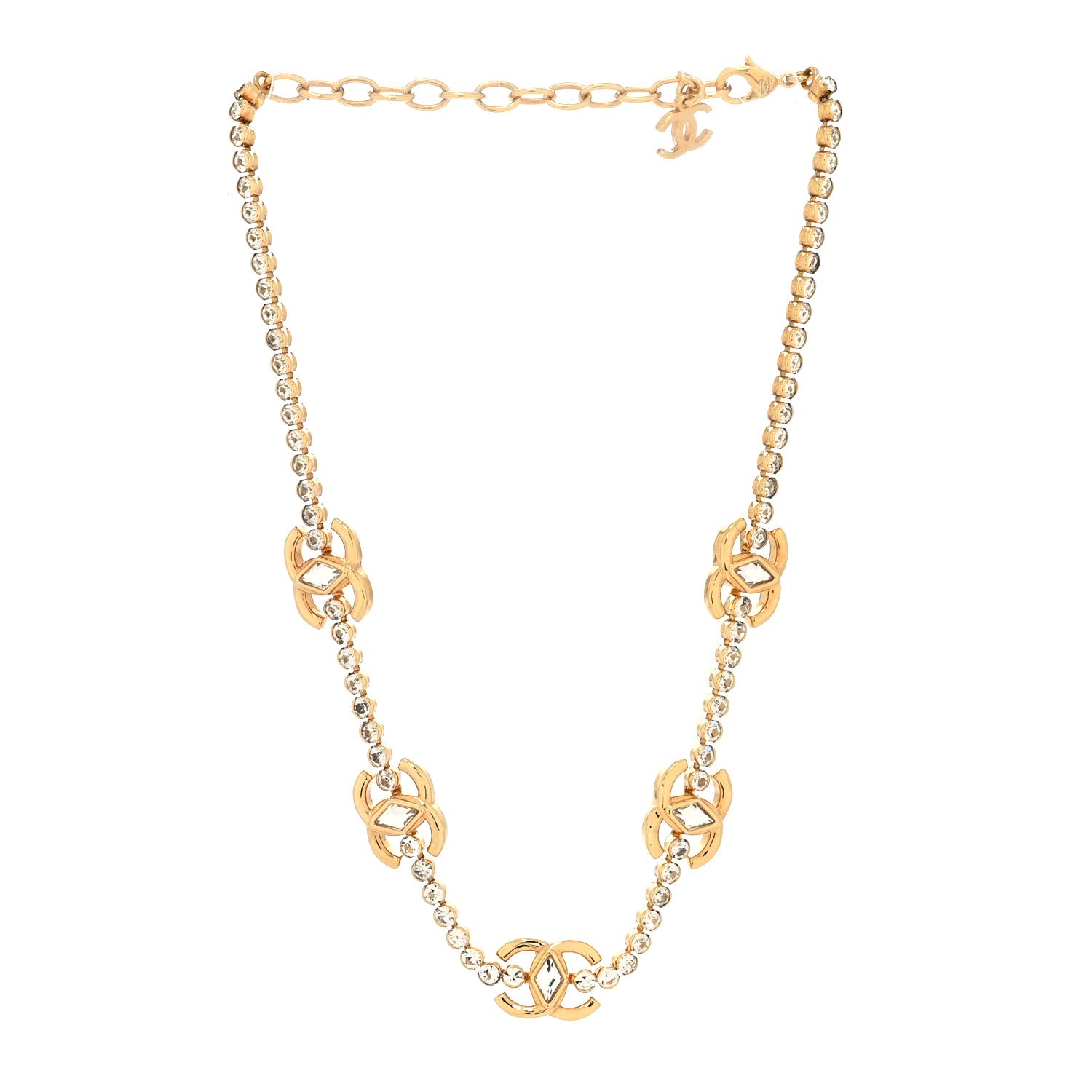 Chanel Metal Crystal CC Marquise Choker Gold 3 of 5