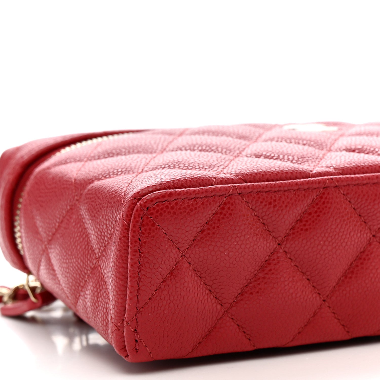 Chanel Caviar Quilted Top Handle Slim Vanity With Chain Red 9 of 11