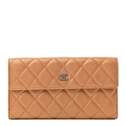 Chanel Metallic Caviar Quilted Large Flap Wallet Copper 1 of 5