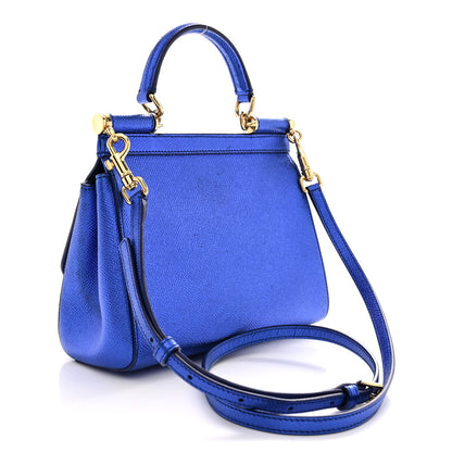 Dolce & Gabbana Metallic Dauphine Small Miss Sicily Satchel Blue 4 of 11