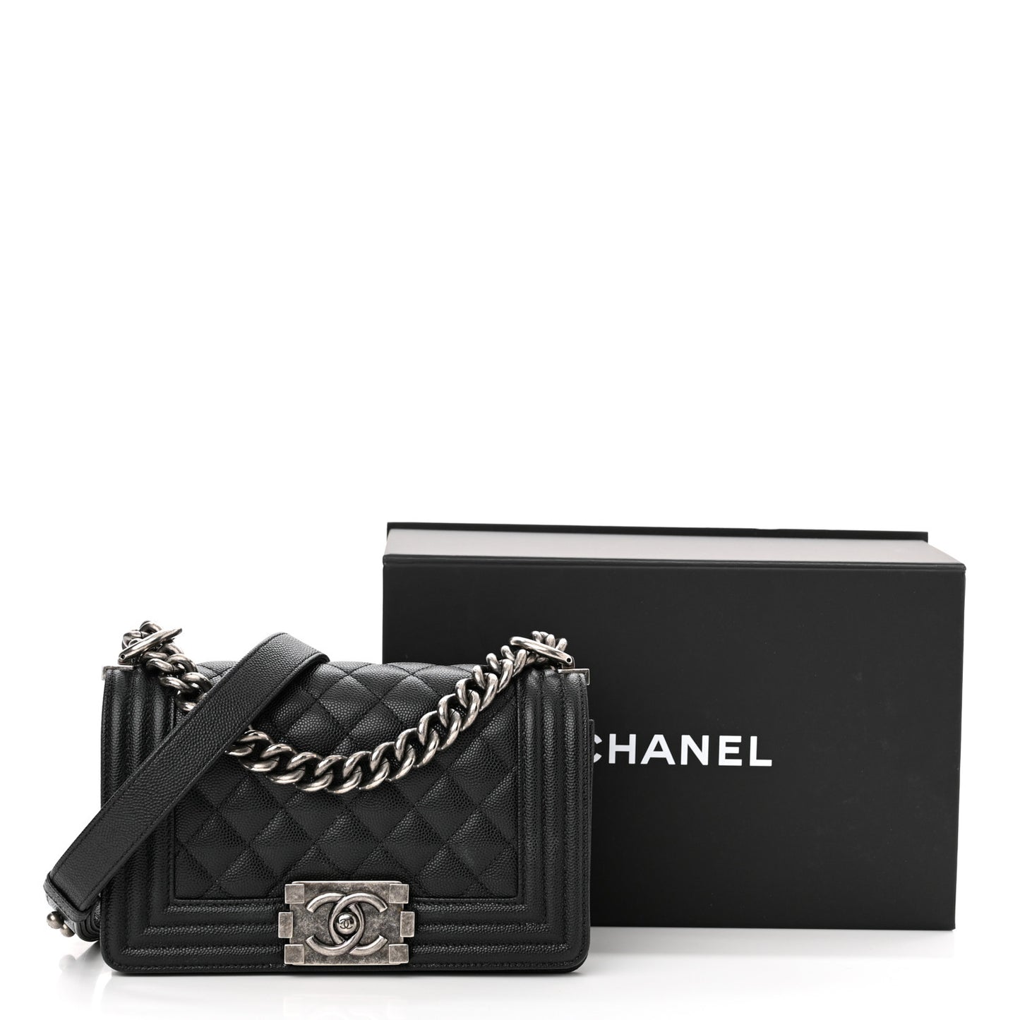 Caviar Quilted Small Boy Flap Black