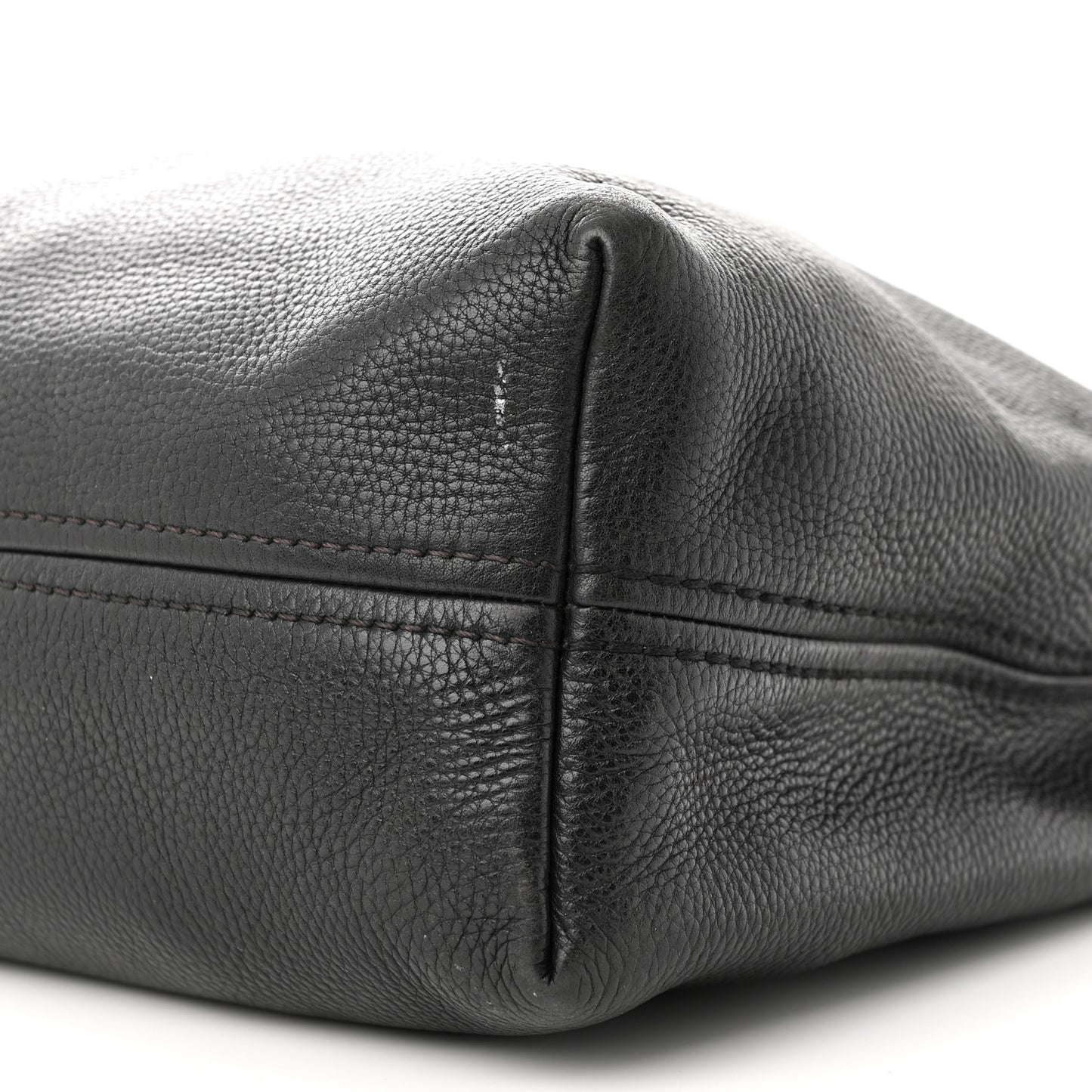 Vitello Daino Embossed Logo Hobo Black