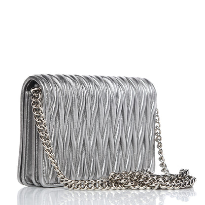Miu Miu Nappa Crystal Chain Crossbody Cromo 3 of 11