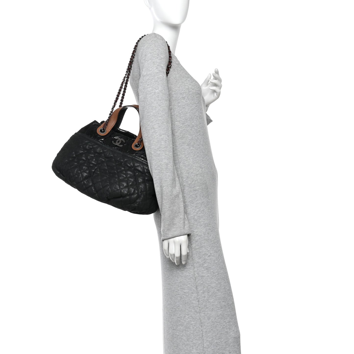 Iridescent Calfskin Small In The Mix Tote Dark Green