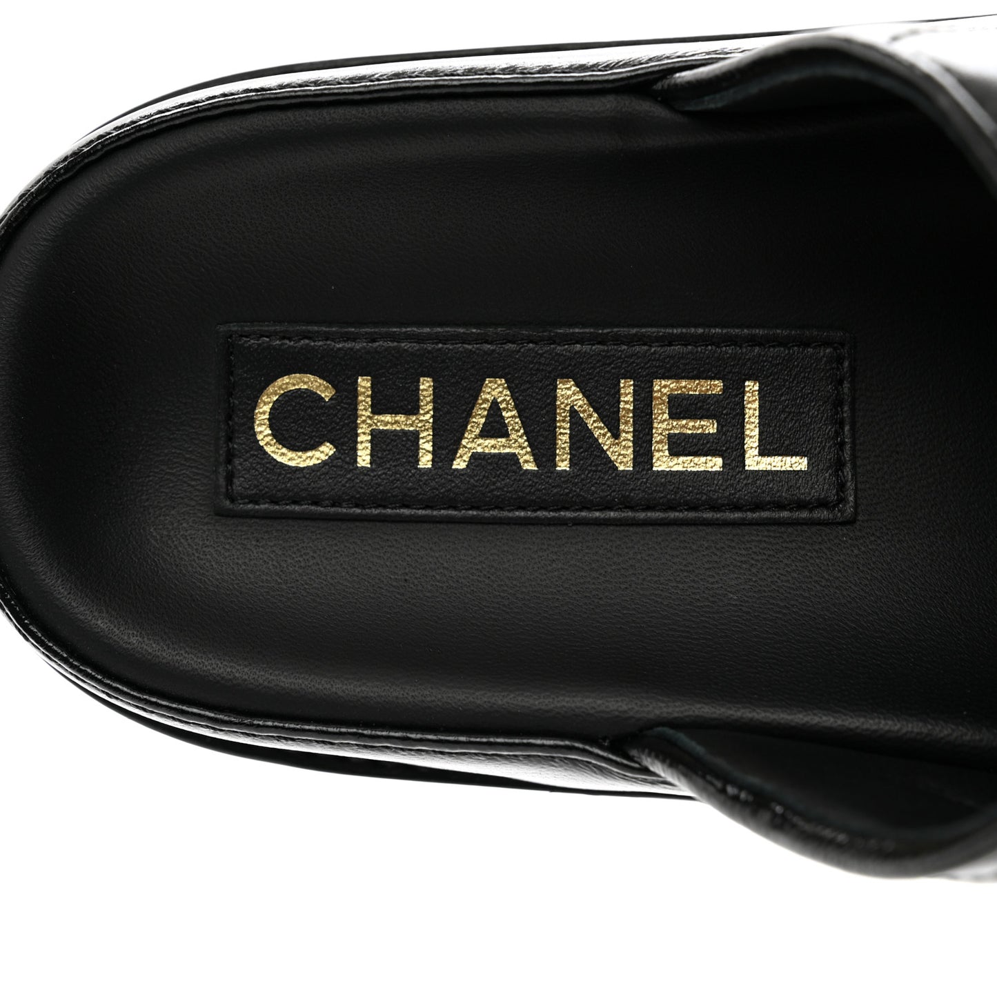 Lambskin Quilted Velcro Dad Chain CC Slide Sandals 36 Black