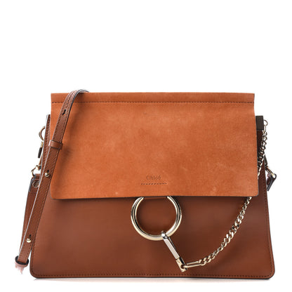 Chloe Suede Calfskin Medium Faye Shoulder Bag Tobacco 1 of 9