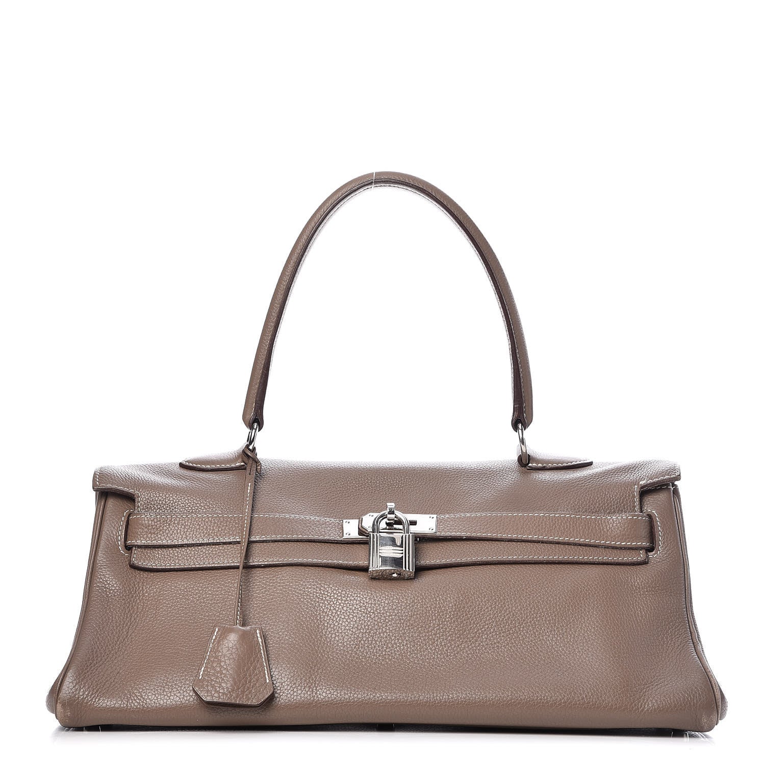 Hermes Taurillon Clemence Shoulder Kelly 40 Etoupe 1 of 14