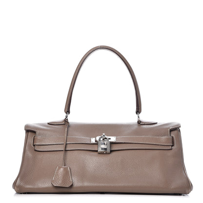 Hermes Taurillon Clemence Shoulder Kelly 40 Etoupe 1 of 14