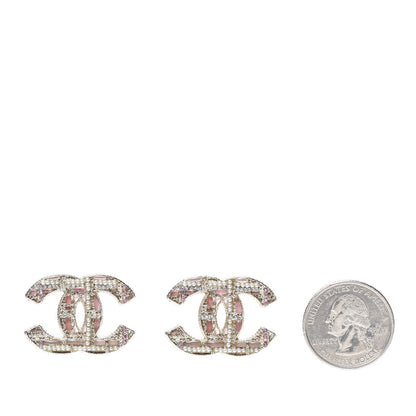 Chanel Tweed Effect CC Earrings Gold Pink 2 of 5