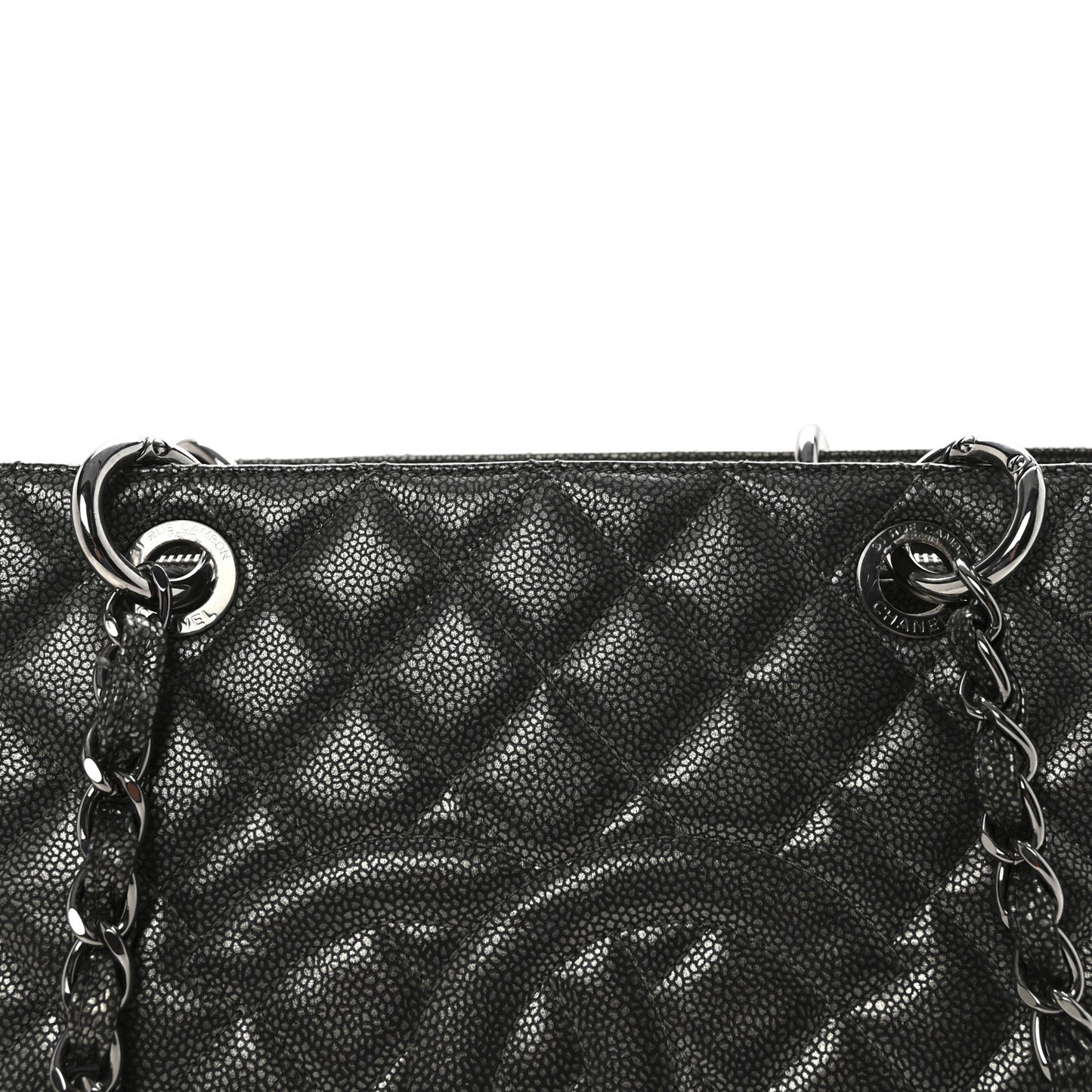 Caviar Quilted Grand Shopping Tote GST Dark Silver