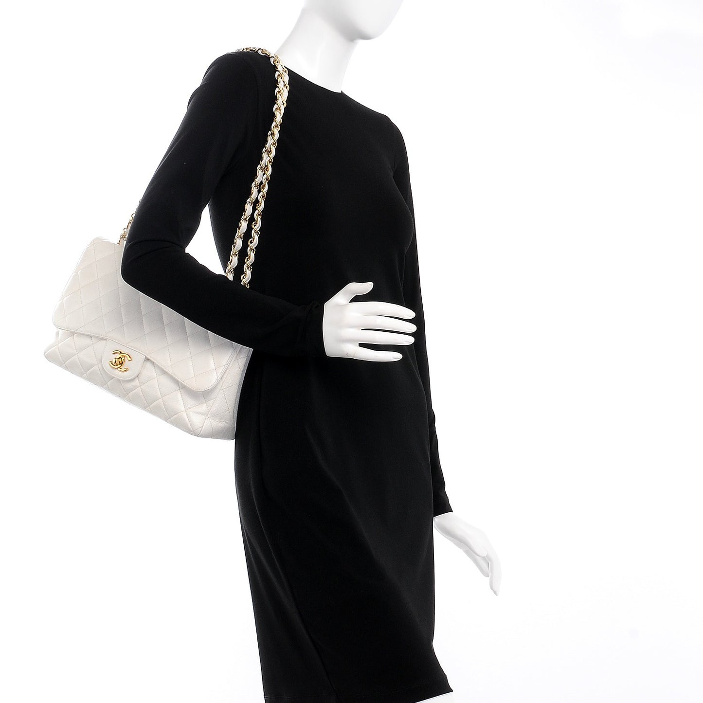 Caviar Quilted Jumbo Single Flap White