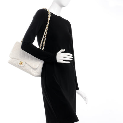 Chanel Caviar Quilted Jumbo Single Flap White 2 of 11