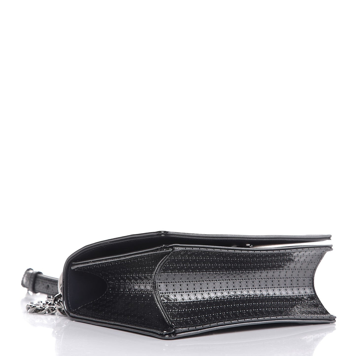 Metallic Patent Micro-Cannage Small Diorama Flap Bag Onyx Black