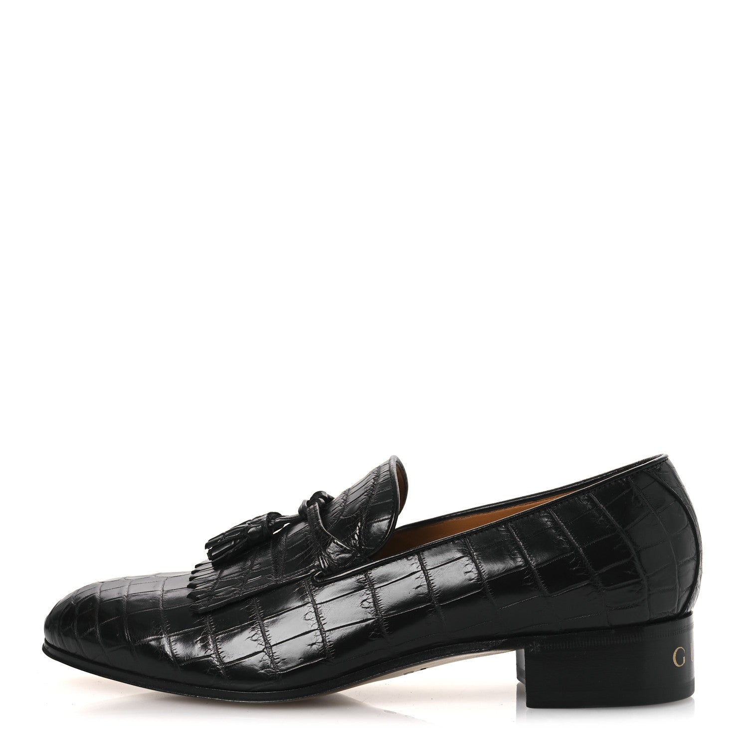 Gucci Crocodile Niloticus Mens Tassel Loafers 8 Black 1 of 13