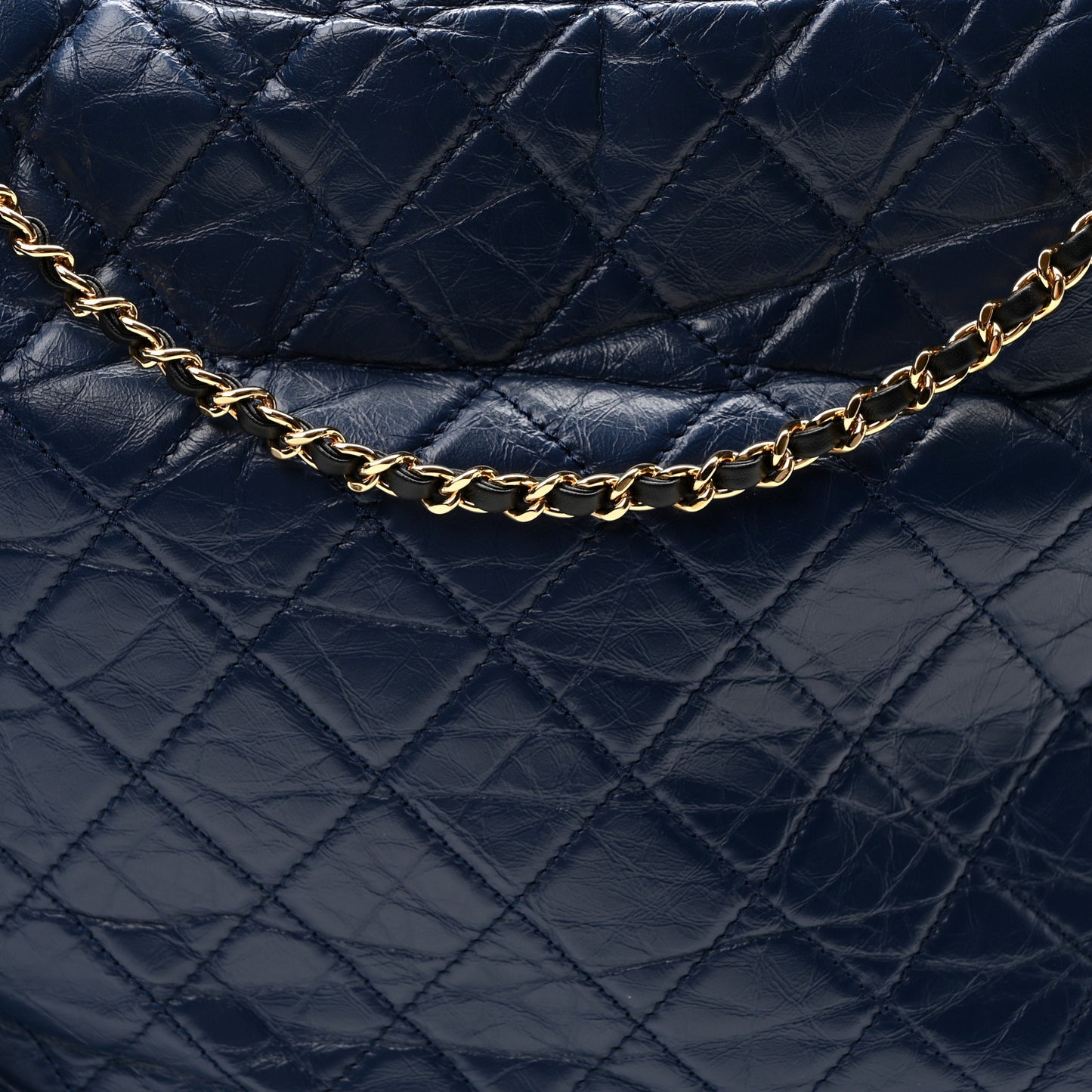 Aged Calfskin Quilted Maxi Gabrielle Hobo Navy Black