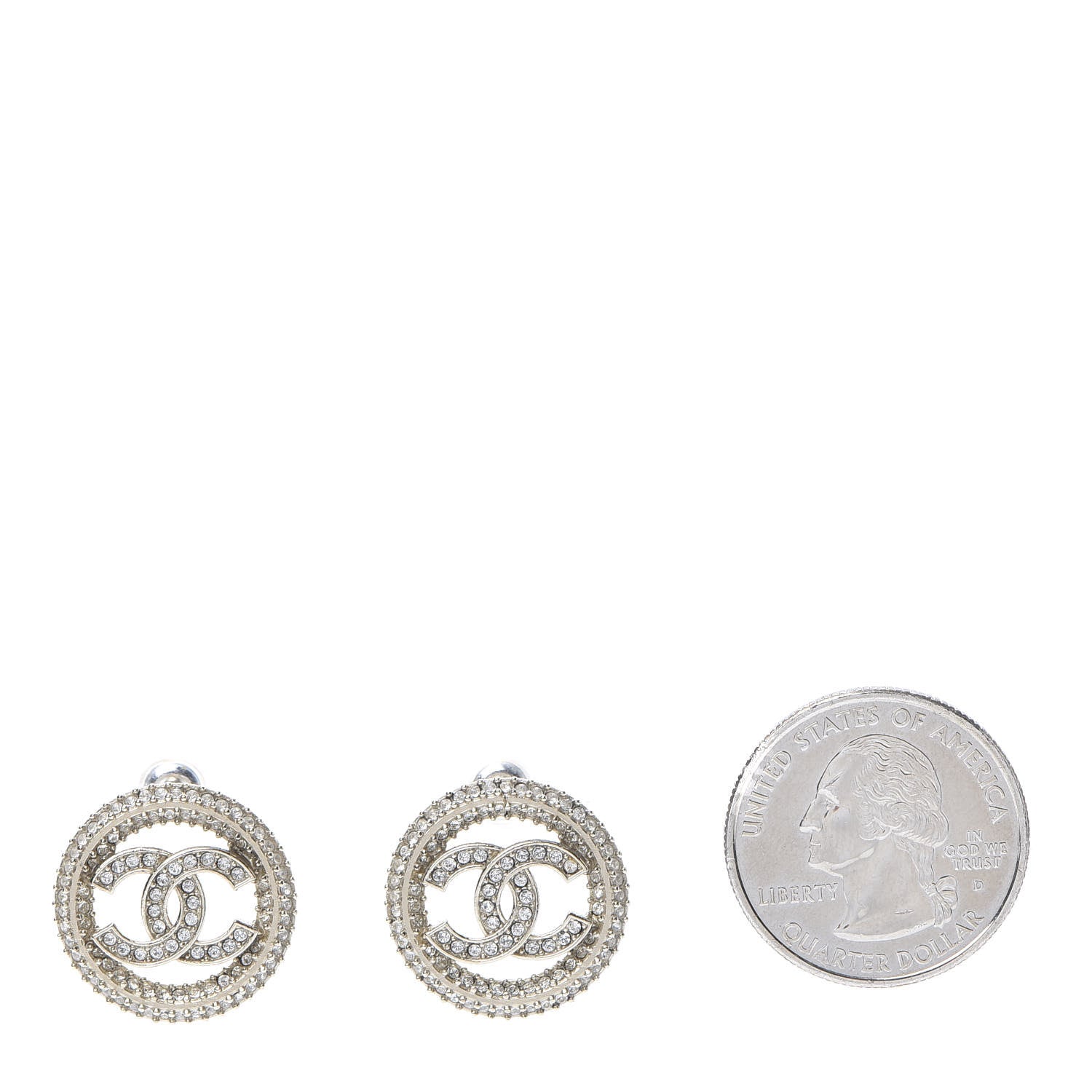 Chanel Crystal CC Vendome Round Earrings Gold 2 of 5