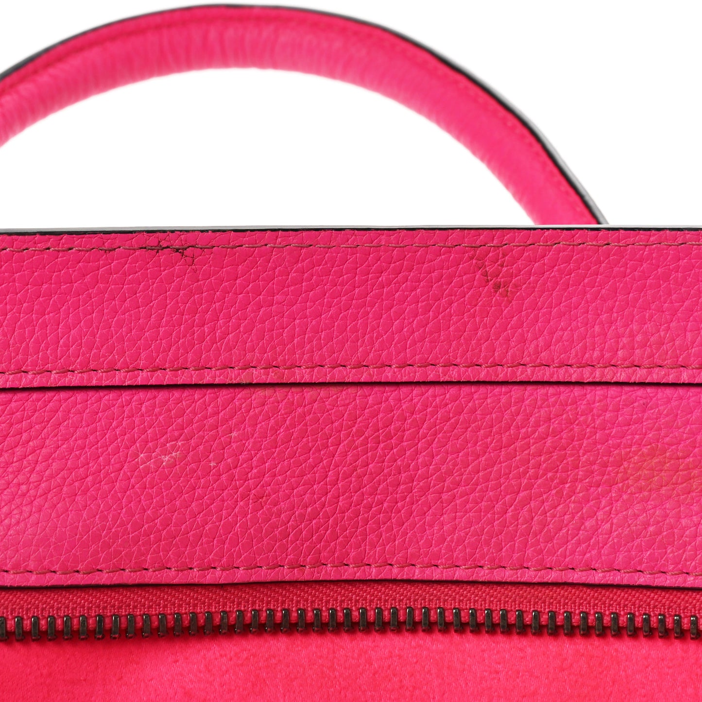 Drummed Calfskin Mini Luggage Fluo Pink