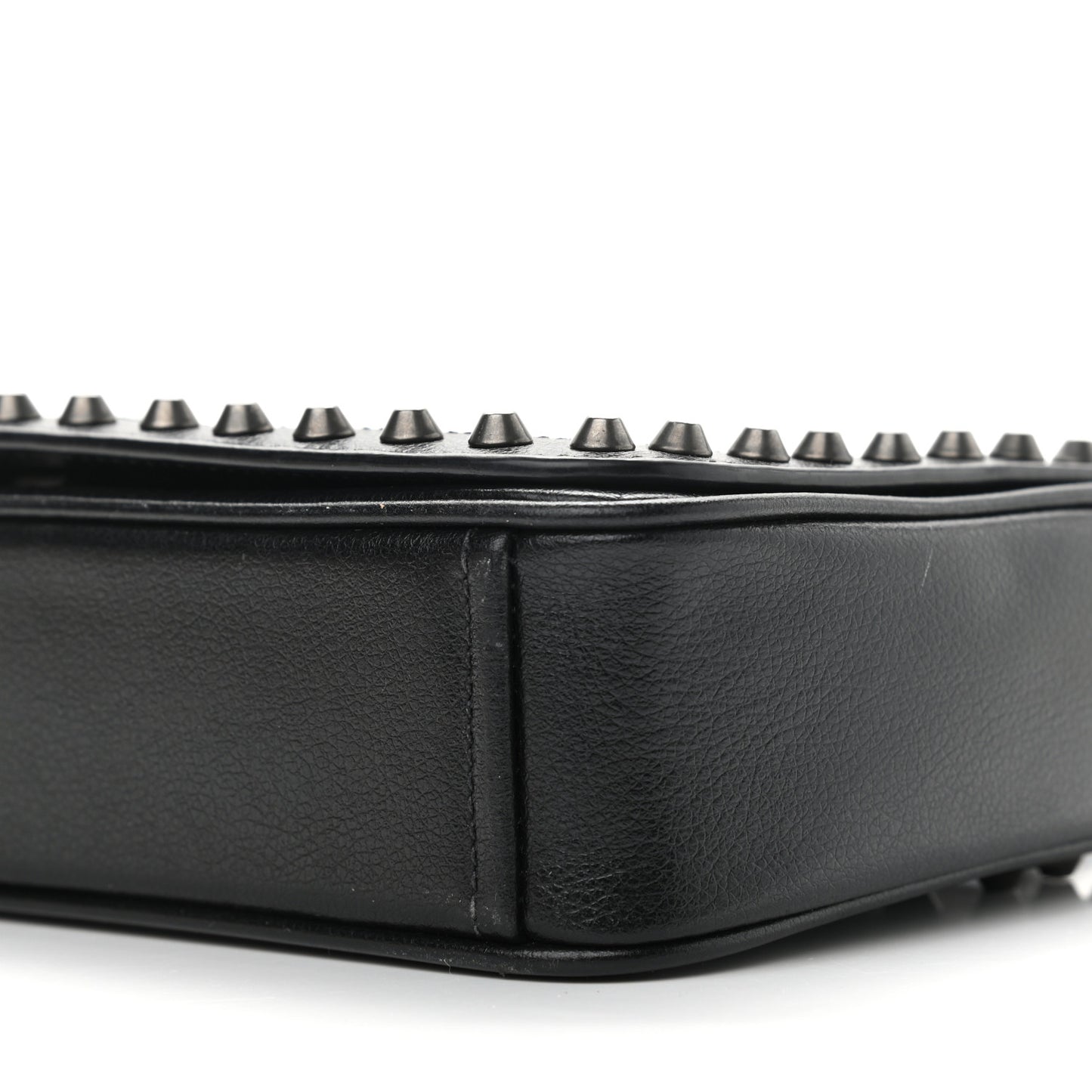 Glace Calfskin Studded Crossbody Grey Black