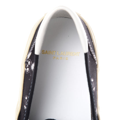 Saint Laurent Canvas Solaris Pinaskullada Skate Slip On Sneakers 38 Black White 5 of 11