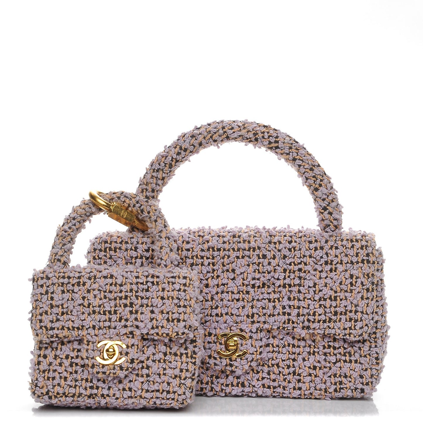 Tweed Kelly Flap Bag Set Pink