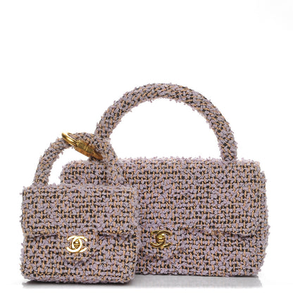 Chanel Tweed Kelly Flap Bag Set Pink 1 of 12