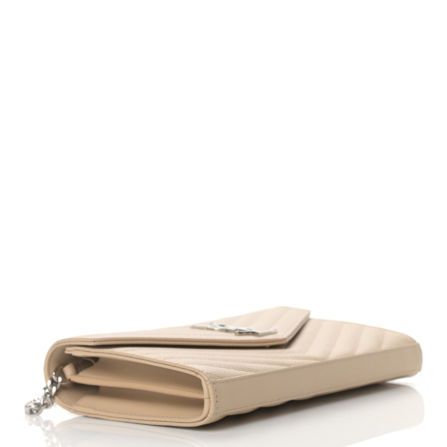 Grain De Poudre Matelasse Chevron Monogram Chain Wallet Nude Powder