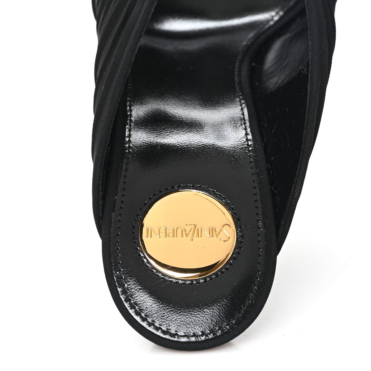 Saint Laurent Crepe Satin Crystal Emilie 110 Sandals 37 Black 8 of 10