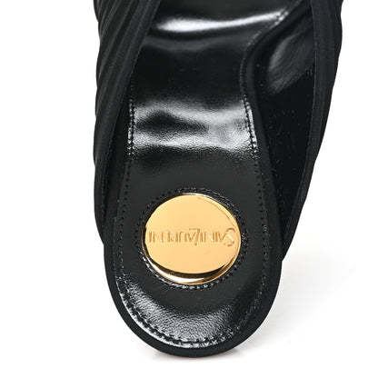 Saint Laurent Crepe Satin Crystal Emilie 110 Sandals 37 Black 8 of 10