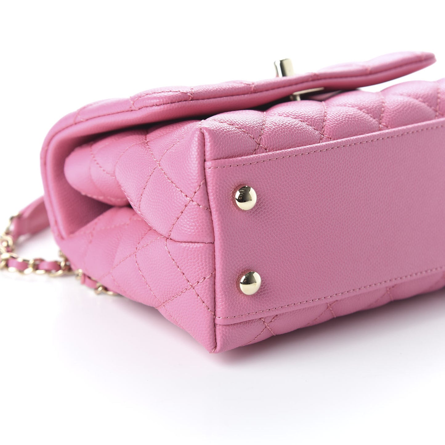 Caviar Quilted Lizard Embossed Extra Mini Coco Handle Flap Pink