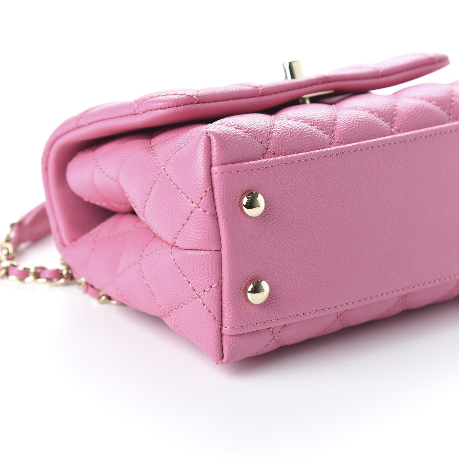 Chanel Caviar Quilted Lizard Embossed Extra Mini Coco Handle Flap Pink 6 of 11