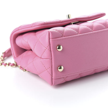 Chanel Caviar Quilted Lizard Embossed Extra Mini Coco Handle Flap Pink 6 of 11