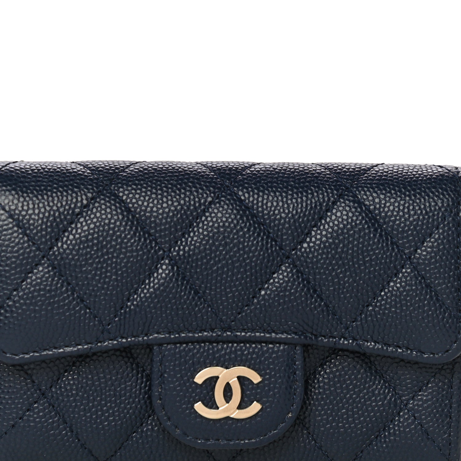 Chanel Caviar Quilted Flap Card Holder Wallet Navy Blue 9 of 12