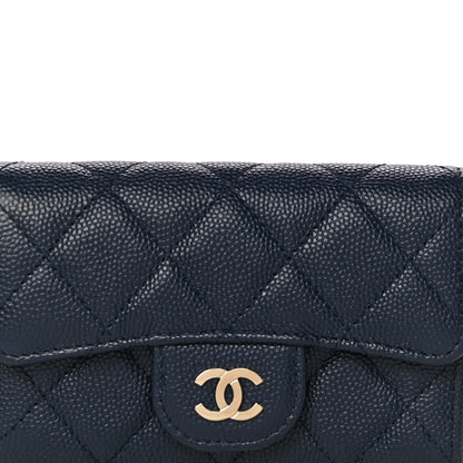 Chanel Caviar Quilted Flap Card Holder Wallet Navy Blue 9 of 12