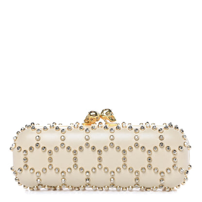 Alexander McQueen Nappa Studded Twin Skull Box Clutch Ivory 1 of 12