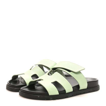 Hermes Epsom Womens Chypre Sandals 37 Vert Jade 4 of 10